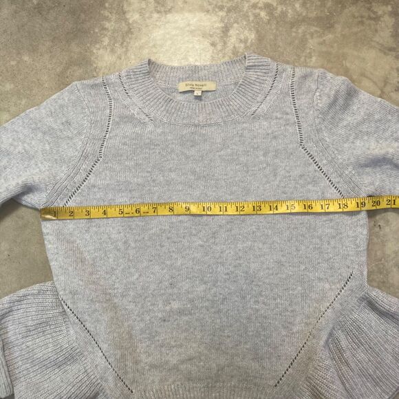 Silvia Novelli Sweater Womens Large Gray Knit Crew Neck \Wool Blend Ruffle Side - Picture 2 of 8